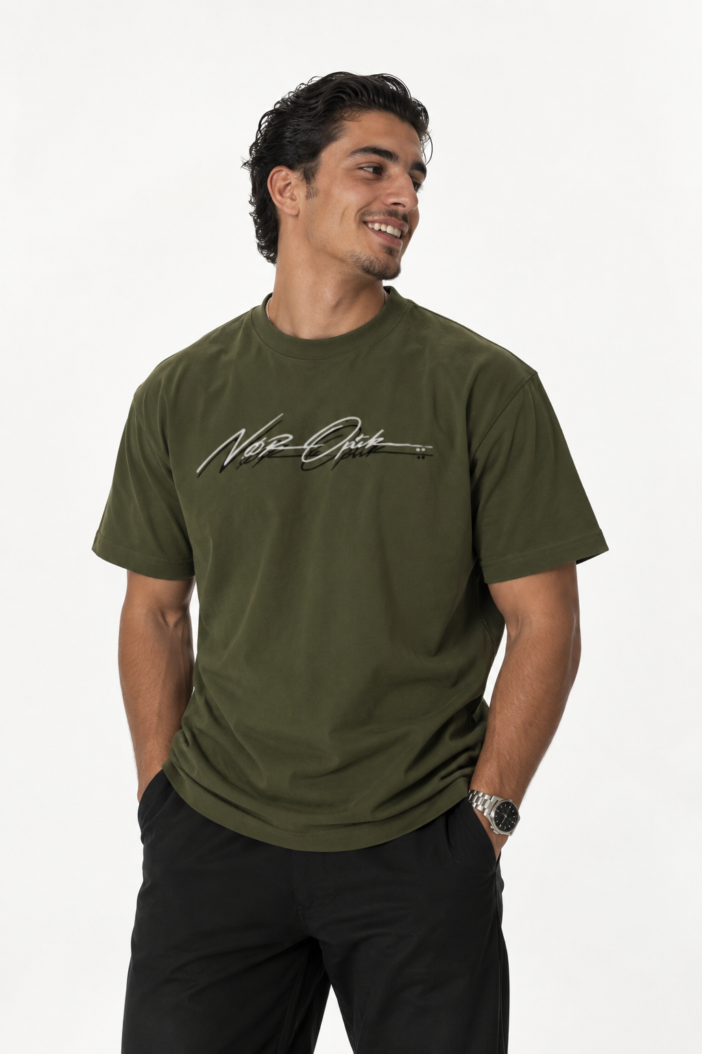 NOR GREEN SHIRT CURSIVE LOGO
